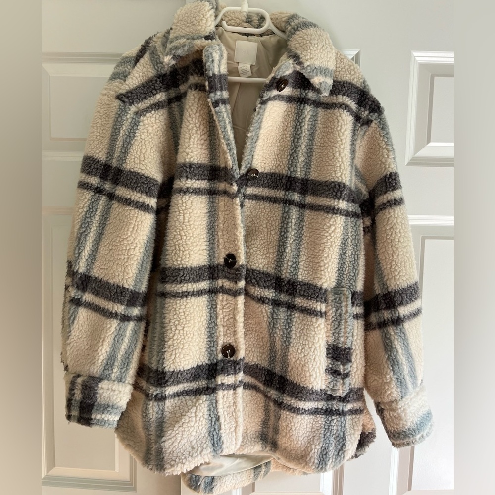 Plaid teddy jacket